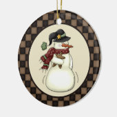 Primitieve Sneeuwman Peperkoekman Keramisch Ornament (Links)