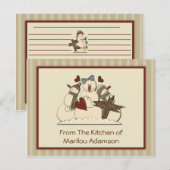 Primitieve Sneeuwmannen Recept Kaarten (Voorkant / Achterkant)