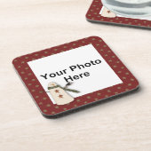 Primitieve sneeuwpop aangepaste foto kurk Onderzet Onderzetter (Linkerzijde)