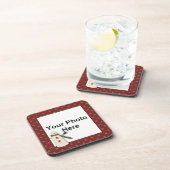 Primitieve sneeuwpop aangepaste foto kurk Onderzet Onderzetter (Rechterzijde)