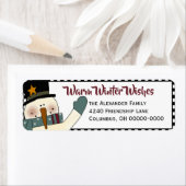 Primitieve sneeuwpop retouradres Label-Holiday Etiket (Insitu)