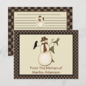 Primitieve Snowman- en Crow Recipe-kaarten Briefkaart (Voorkant / Achterkant)