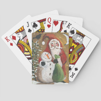 Primitieve Snowman en Santa Claus Speelkaarten