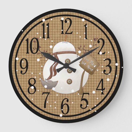 Primitieve Snowman Er is sneeuwplaats als thuis Grote Klok (Voorkant)