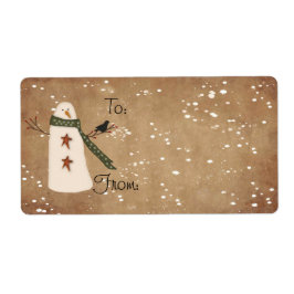 Primitieve Snowman Gift Label Label
