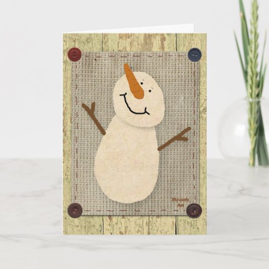 Primitieve Snowman-kerstKaart Feestdagen Kaart (Voorkant)
