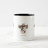 Primitieve Snowman, laat het sneeuwen Tweekleurige Koffiemok (Center)