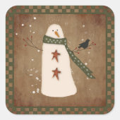 Primitieve Snowman-Sticker Vierkante Sticker (Voorkant)