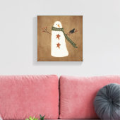Primitieve Snowman Stretched Canvas Print (Insitu (Woonkamer))