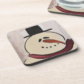 Primitieve Snowman voor kerstmis Bier Onderzetter (Linkerzijde)