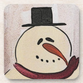 Primitieve Snowman voor kerstmis Bier Onderzetter (Voorkant)