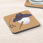 Primitieve Snowman voor kerstmis Bier Onderzetter (Linkerzijde)