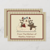 Primitieve Snowmen Recipe Kaarten (Voorkant / Achterkant)