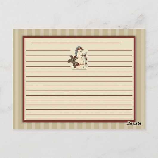 Primitieve Snowmen Recipe Kaarten (Achterkant)