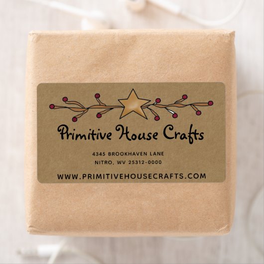 PRIMITIEVE STAR & BERRIES OP KRAFT VERZENDLABEL (Insitu)