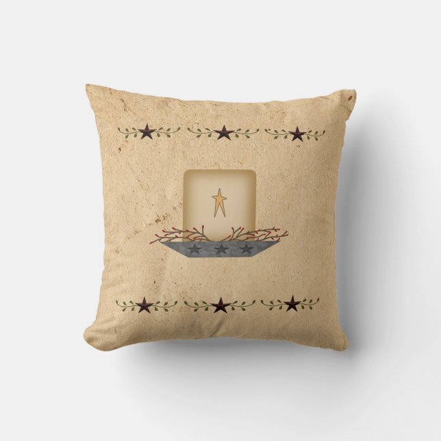 Primitieve Star Candle Pillow Kussen (Voorkant)
