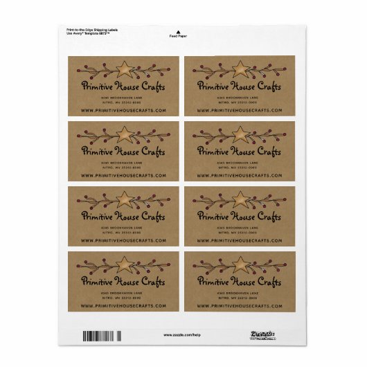 PRIMITIEVE STAR EN BERRIES OP HET ETIKET VOOR DE V (Full Sheet)