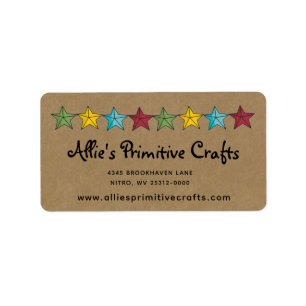Primitieve sterren op kraft Shipping Label