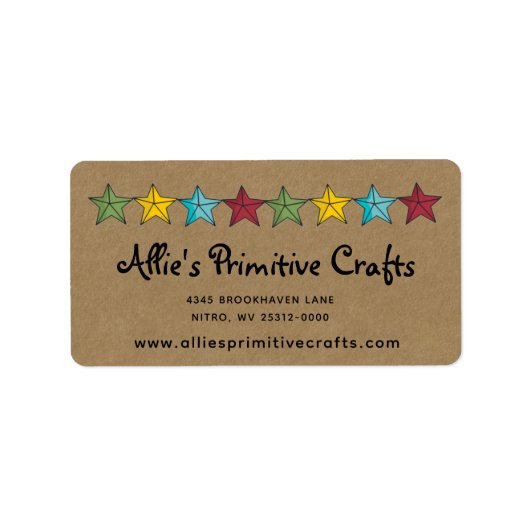 Primitieve sterren op kraft Shipping Label (Voorkant)