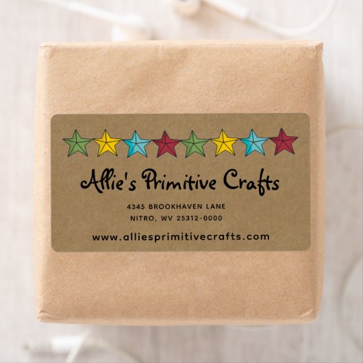 Primitieve sterren op Kraft verzendlabel (Insitu)