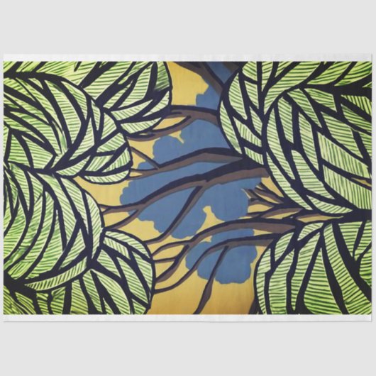 Primitieve stijl bomen en bladeren Decoupage Tissuepapier (Voorkant)