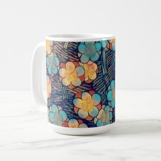 Primitieve  stijl Flowers Art Mok Cup (Voorkant links)