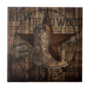 Primitieve texas lone Star Western Country Cowboy Tegeltje