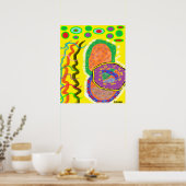 Primitieve tribal art poster print gemengde kleure (Keuken)