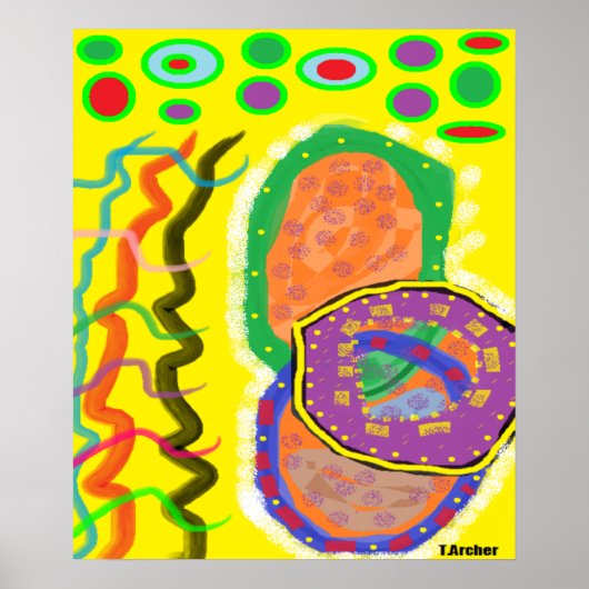 Primitieve tribal art poster print gemengde kleure (Voorkant)