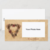 Primitieve vakantiekrans fotokaart feestdagenkaart (Voorkant / Achterkant)