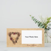 Primitieve vakantiekrans fotokaart feestdagenkaart (Staand voorkant)