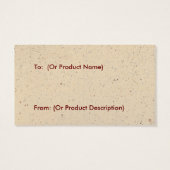 Primitieve varkenshanglabel visitekaartje (Achterkant)