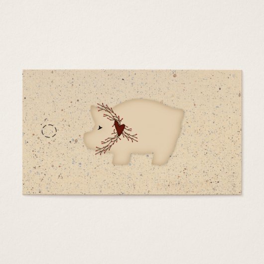 Primitieve varkenshanglabel visitekaartje (Voorkant)