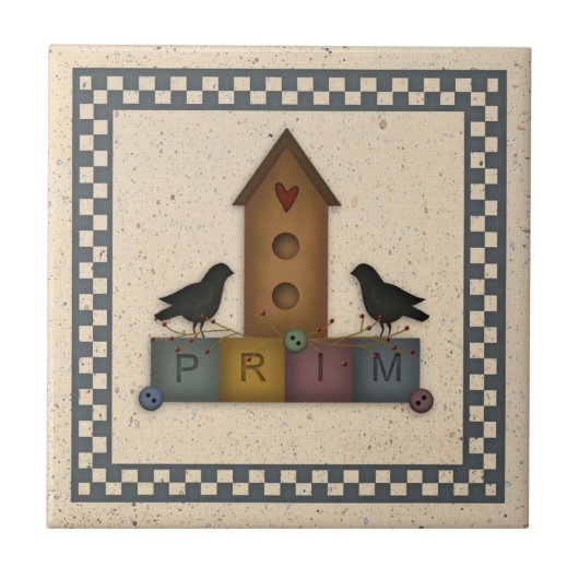 Primitieve Vogelhuisje Tegels Tegeltje (Voorkant)
