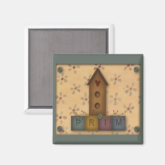 Primitieve vogelhuismagneet magneet (Voorkant / Achterkant)