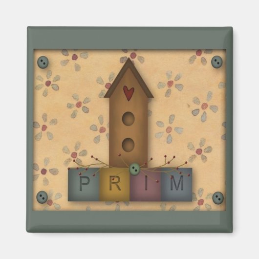 Primitieve vogelhuismagneet magneet (Voorkant)