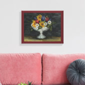 Primitieve volks kunst bloemschilderij op canvas afdruk (Insitu (Woonkamer))
