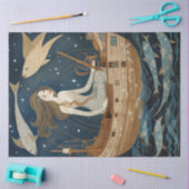 Primitieve vrouw met losse vispisserij tissuepapier (Craft)