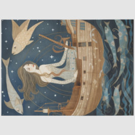 Primitieve vrouw met losse vispisserij tissuepapier