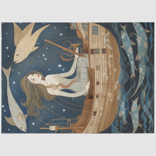 Primitieve vrouw met losse vispisserij tissuepapier (Voorkant)