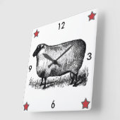 primitieve wandklok tegen schapenwand (Hoek)