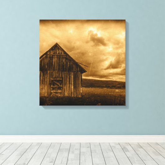 Primitieve westerne boerderij oude schuur canvas afdruk (Insitu (Houten vloer))