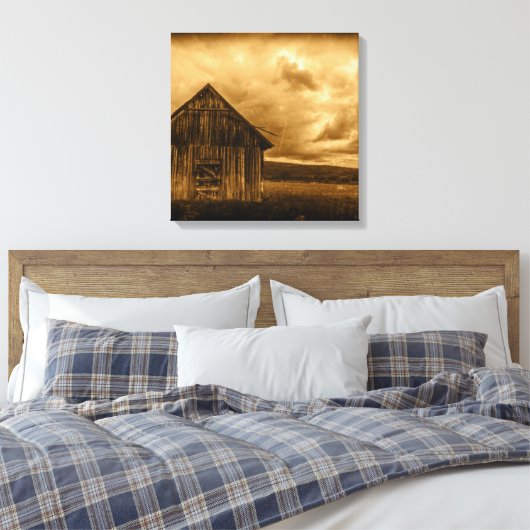 Primitieve westerne boerderij oude schuur canvas afdruk (Insitu (Slaapkamer))