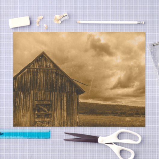 Primitieve westerne boerderij oude schuur tissuepapier (Craft)