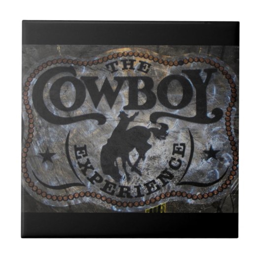 Primitieve westerne de cowboyrodeo van het tegeltje (Voorkant)