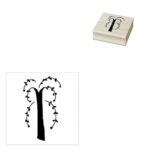 Primitieve Willow Tree Rubber Stamp Rubberstempel (Gestempeld)