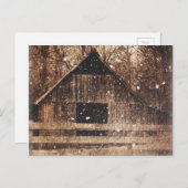 Primitieve wintersneeuwlandlandelijke oude Barn Briefkaart (Voorkant / Achterkant)