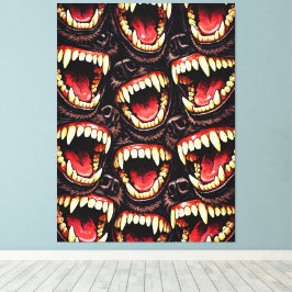 Primitieve Wolf Troep Grommende Tanden Horror Pop  Canvas Afdruk