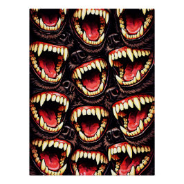 Primitieve Wolf Troep Grommende Tanden Horror Pop  Perfect Poster