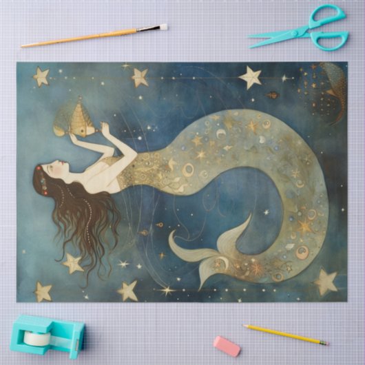 Primitieve zeemeermin in de Keltische oceaanontbin Tissuepapier (Craft)